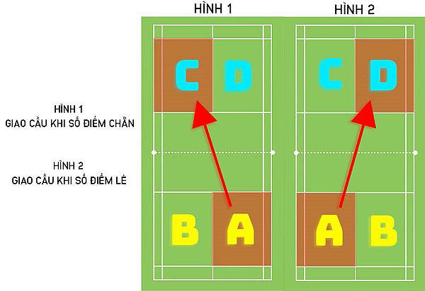 Hình ảnh minh họa luật giao cầu lông đôi